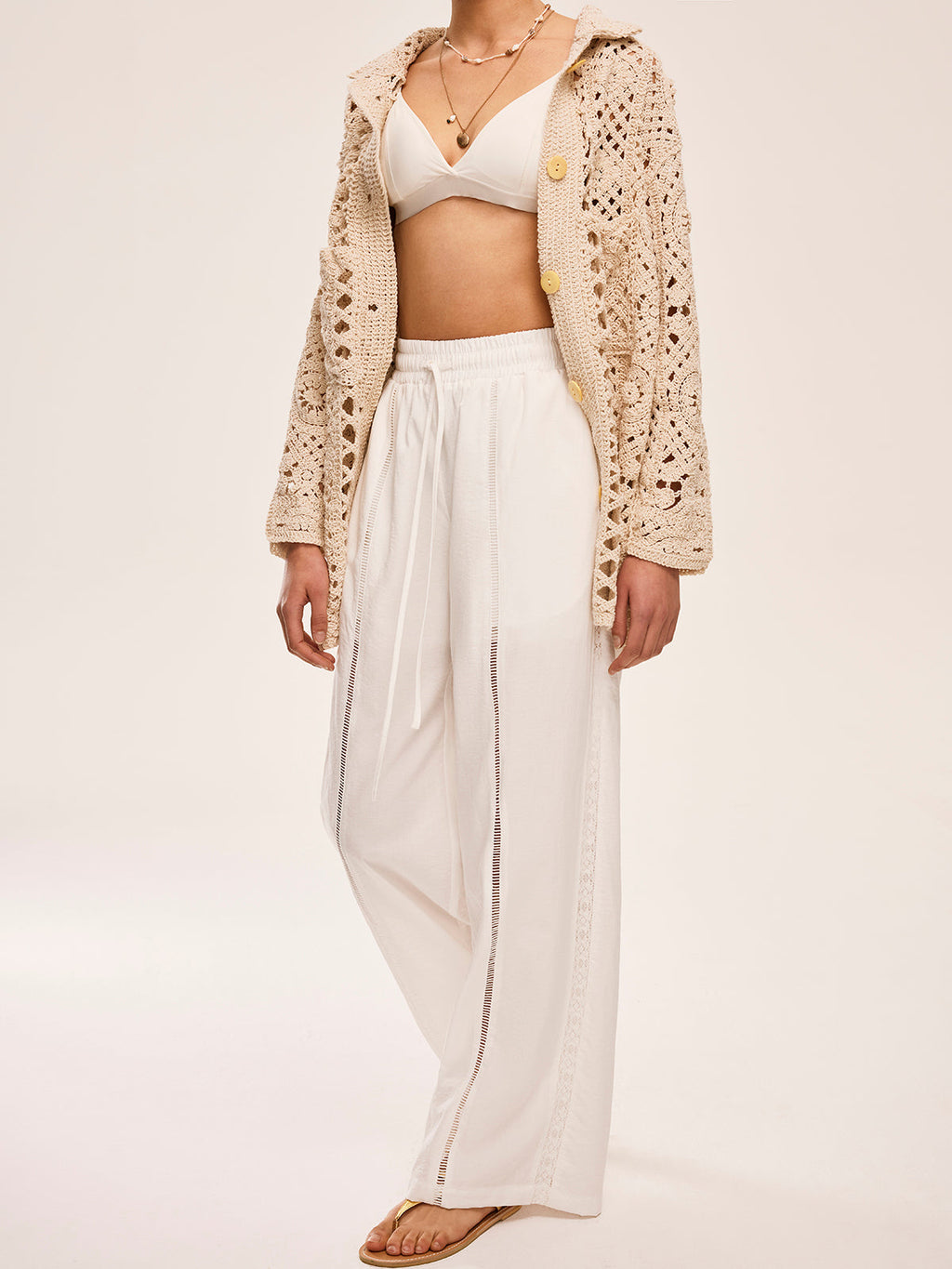 Cepli Yüksek Bel Yarı Şeffaf Pantolon