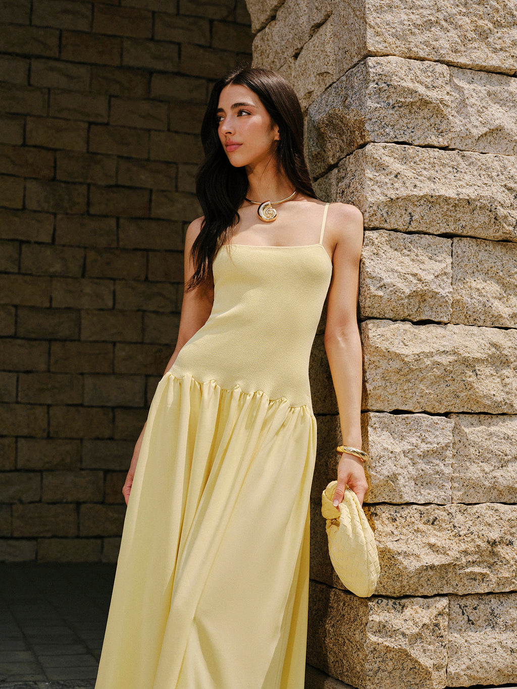 Pliseli Etek Askılı Kazak Elbise