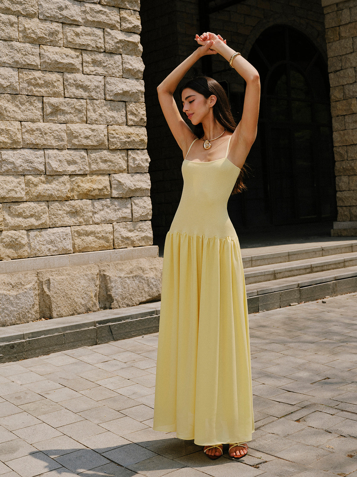 Pliseli Etek Askılı Kazak Elbise