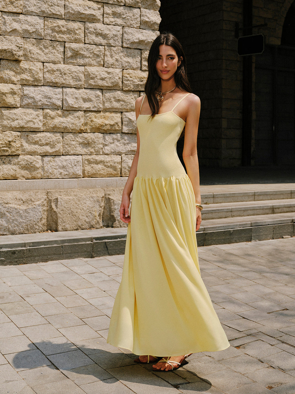 Pliseli Etek Askılı Kazak Elbise