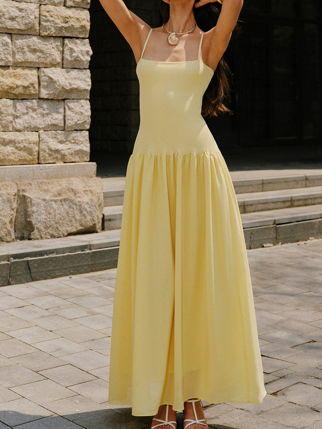 Pliseli Etek Askılı Kazak Elbise