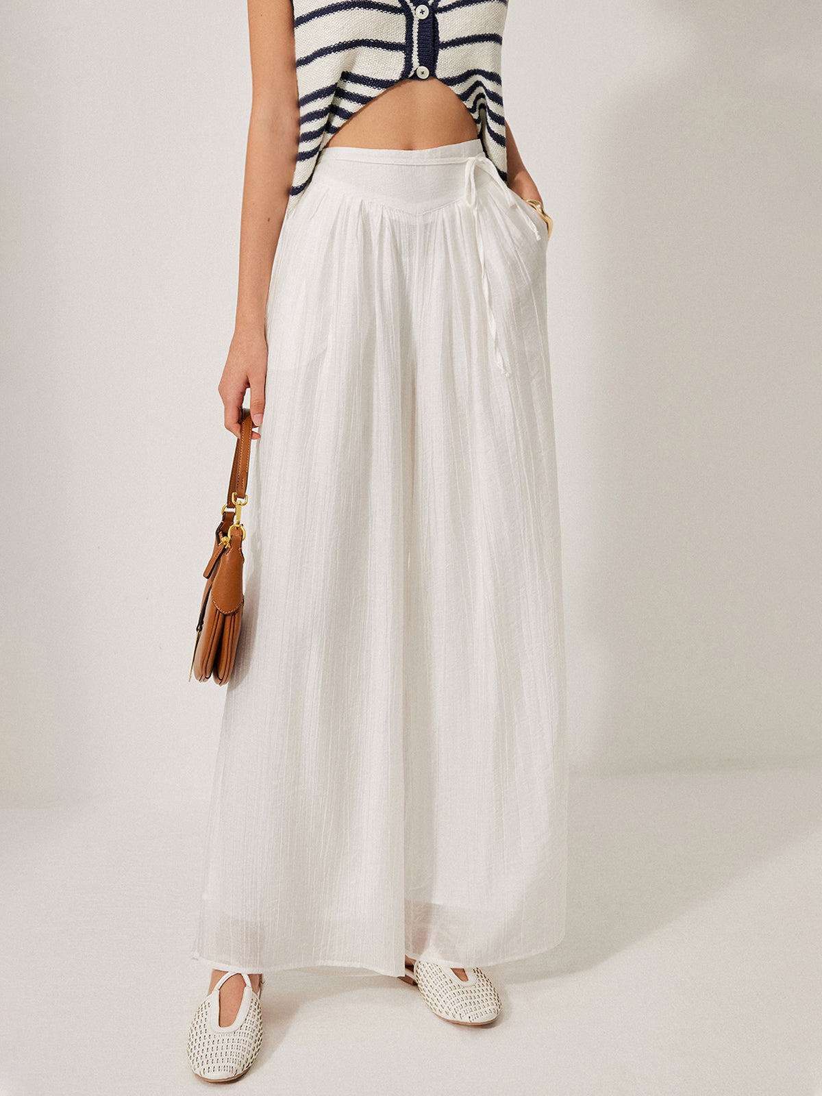 Orta Bel Cep Detaylı Bağcıklı Pantolon