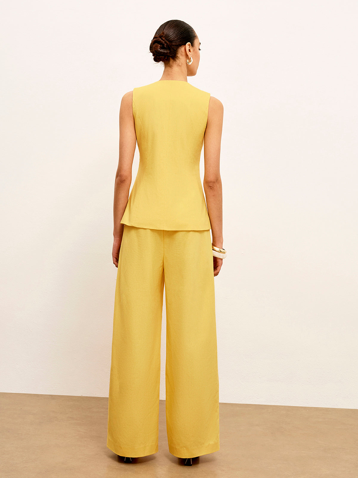 Keten Ve Pamuk Orta Bel Pantolon