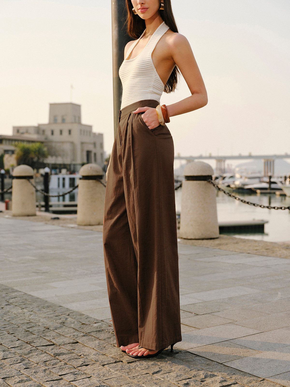 Pamuklu Ve Keten Orta Bel Pantolon