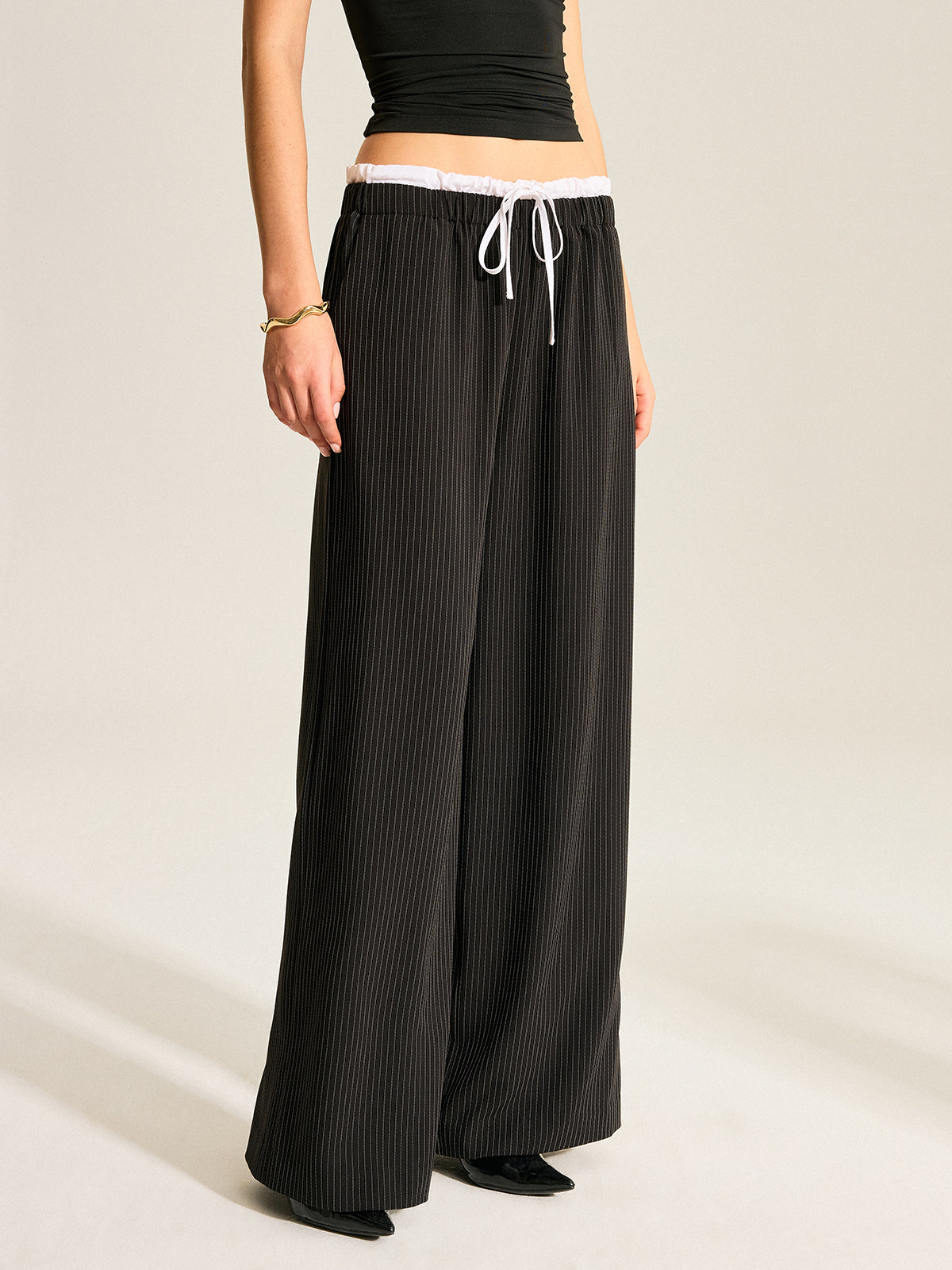 Çizgili Geniş Paça Pantolon