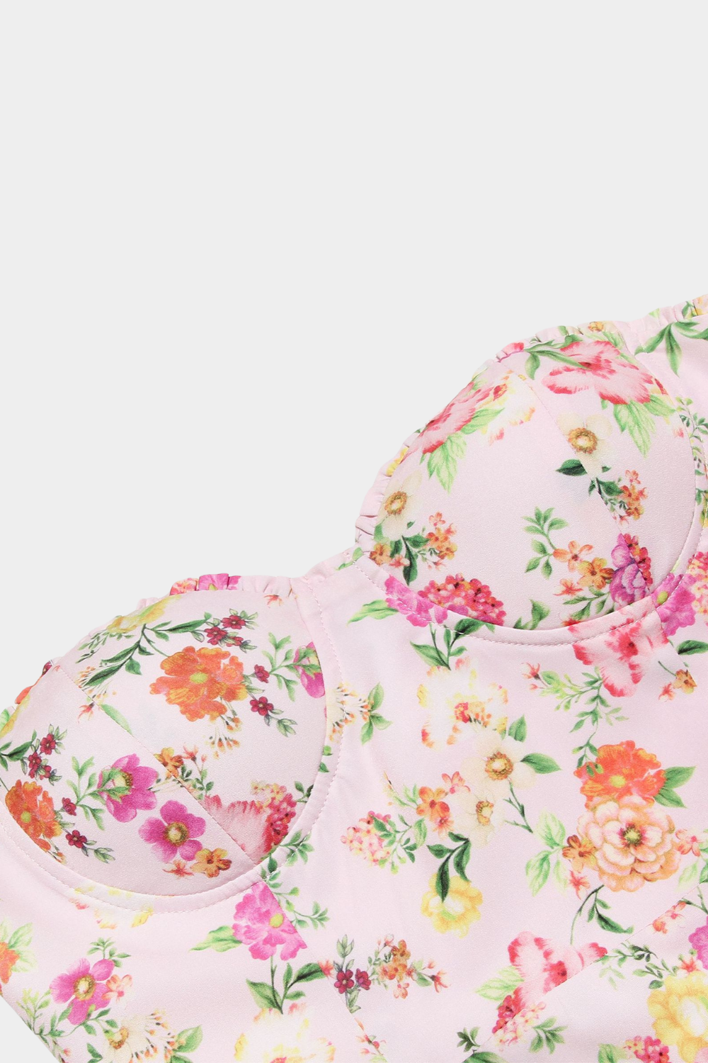 Askılı Korse Detaylı Çiçekli Midi Elbise – Pudra