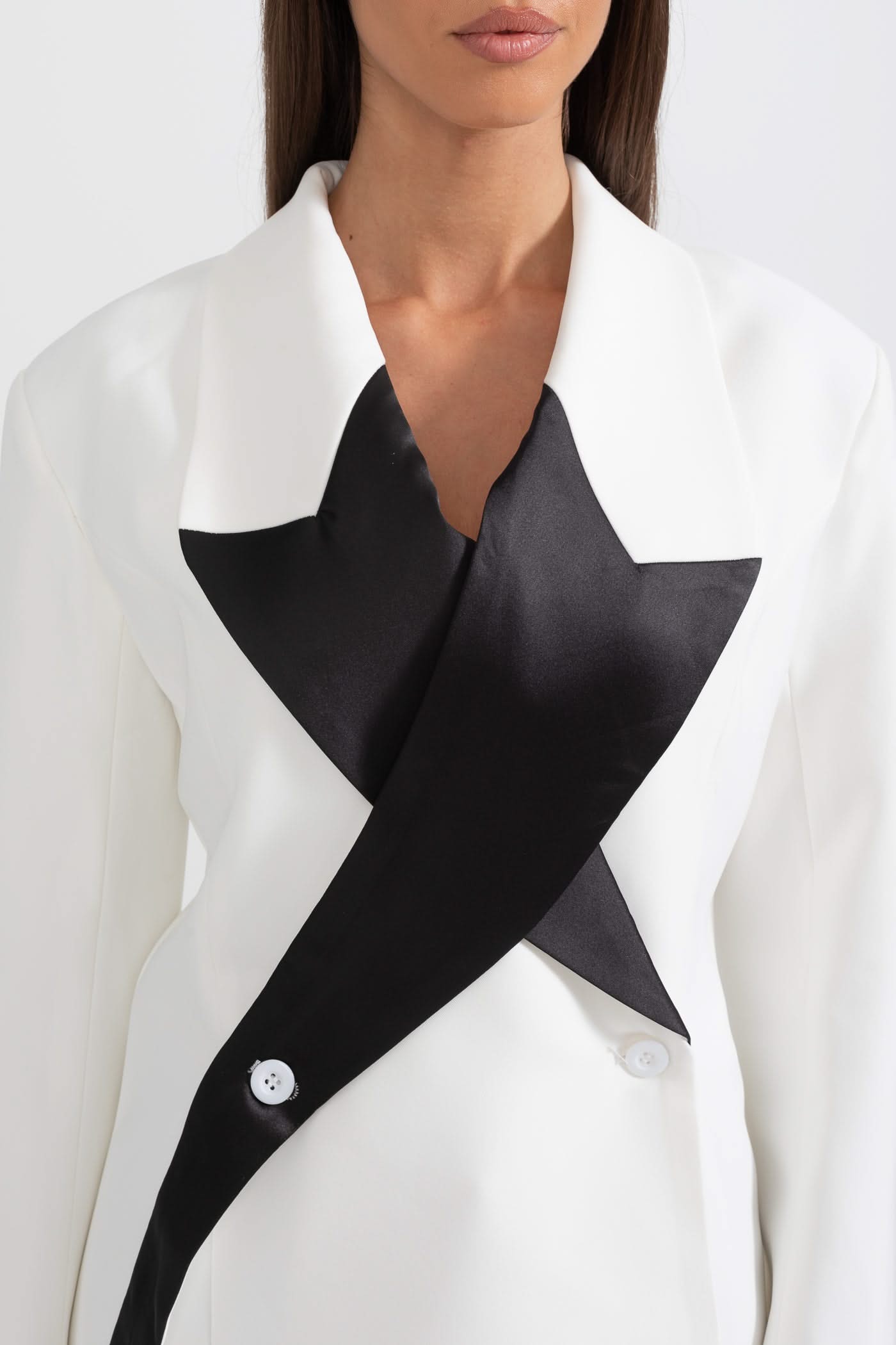 Stellar Çift Düğmeli Blazer - Beyaz