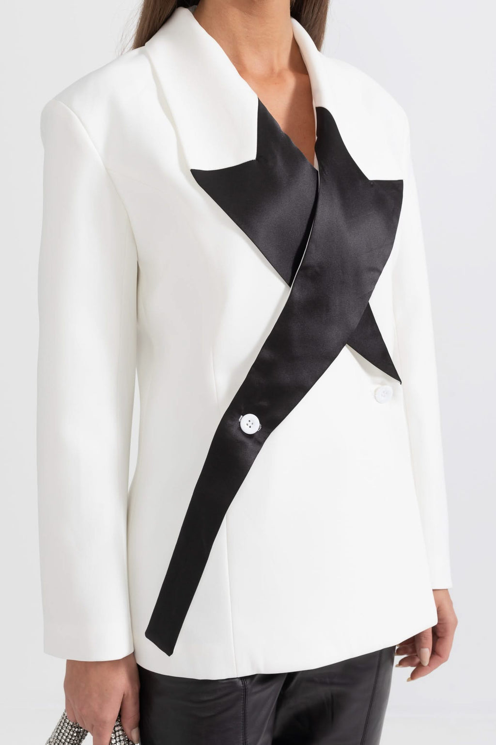 Stellar Çift Düğmeli Blazer - Beyaz