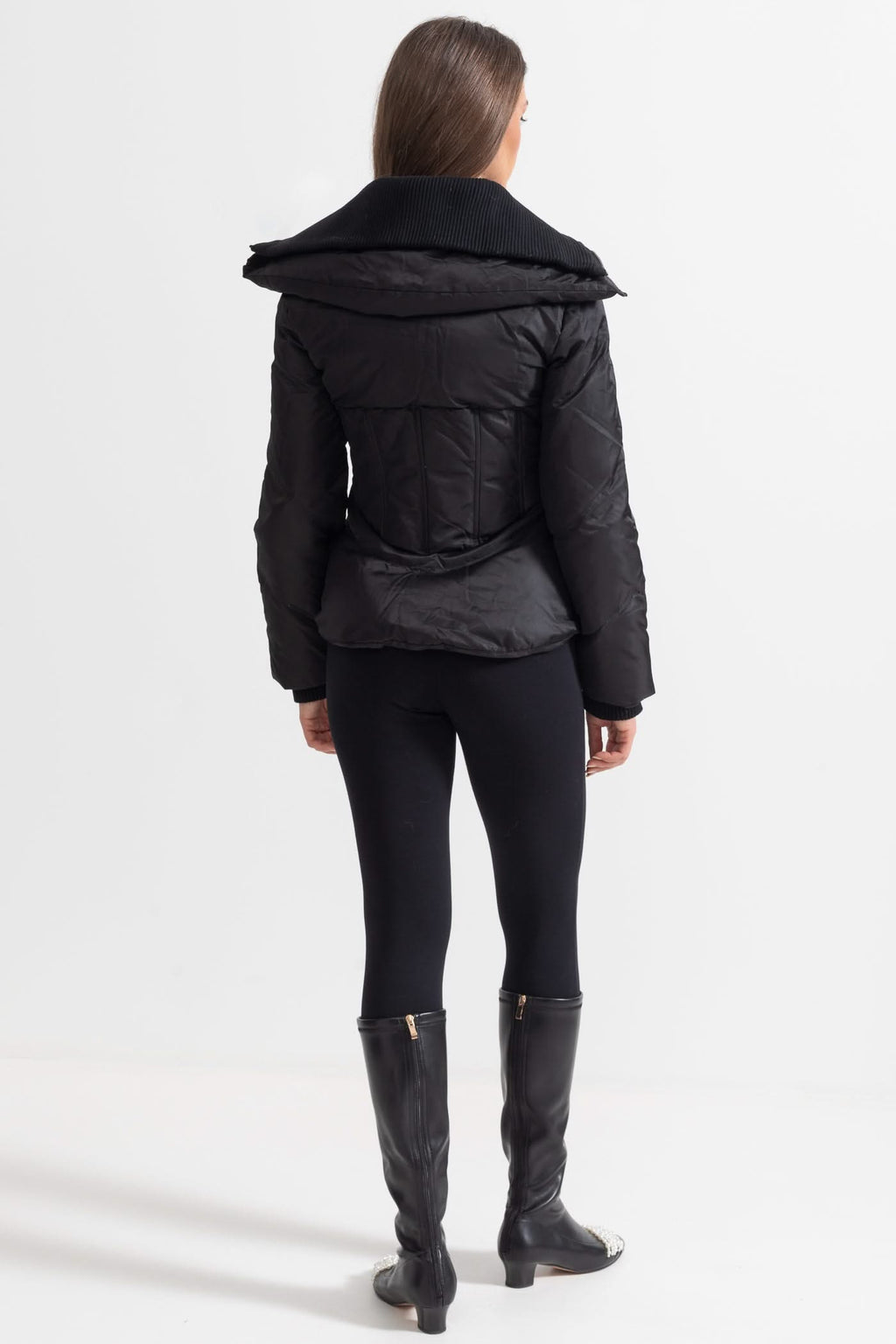 Çift Yaka Tasarımlı Çağdaş Ceket - Siyah