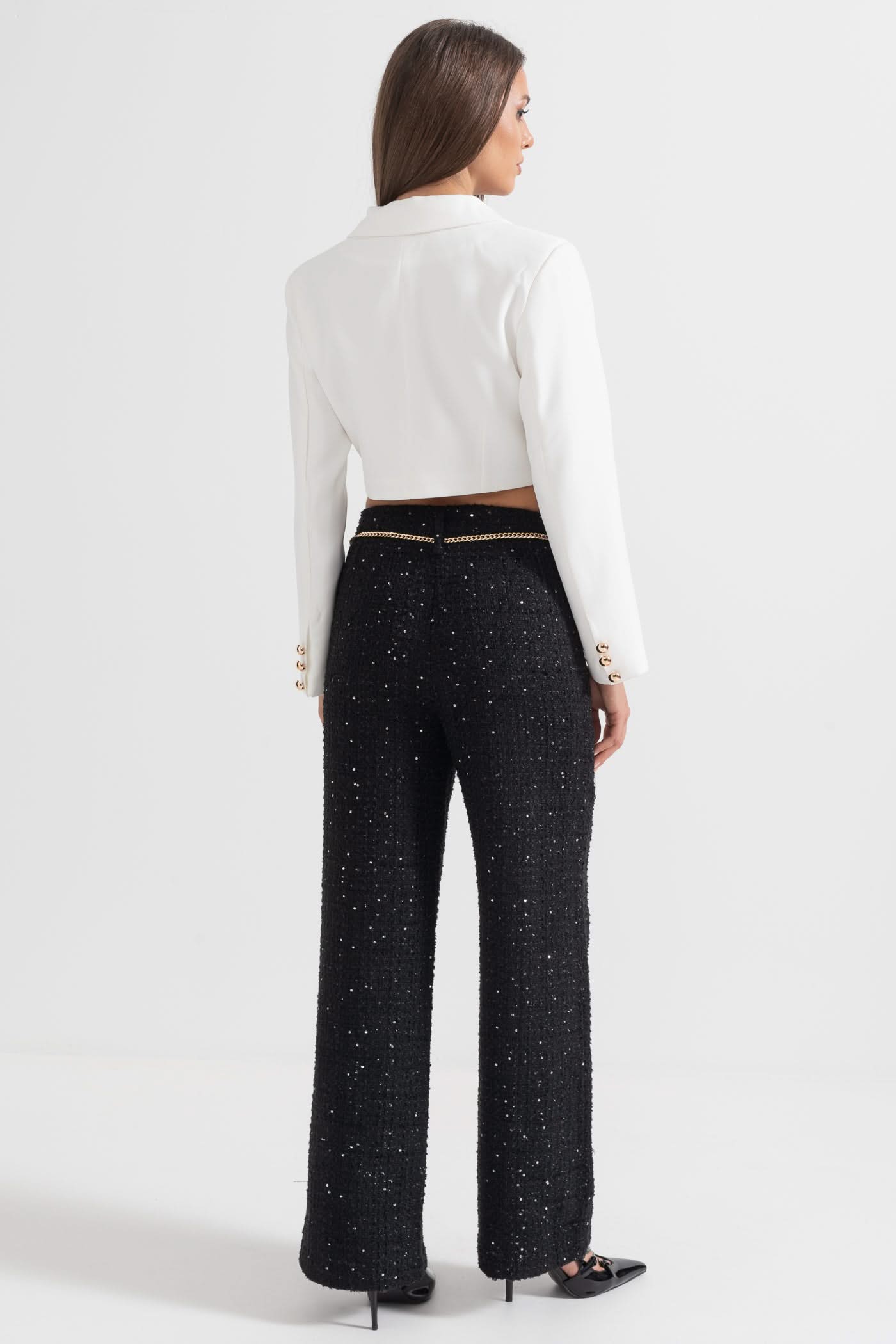 Çapraz Ön Kapatmalı Çağdaş Blazer - Beyaz