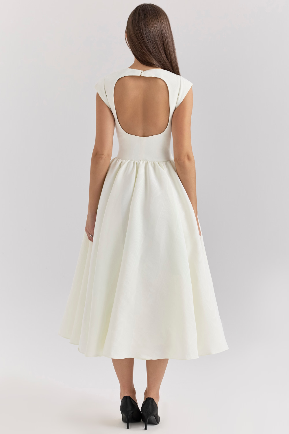 Midi Boy Korse Detaylı Günlük Elbise – Beyaz