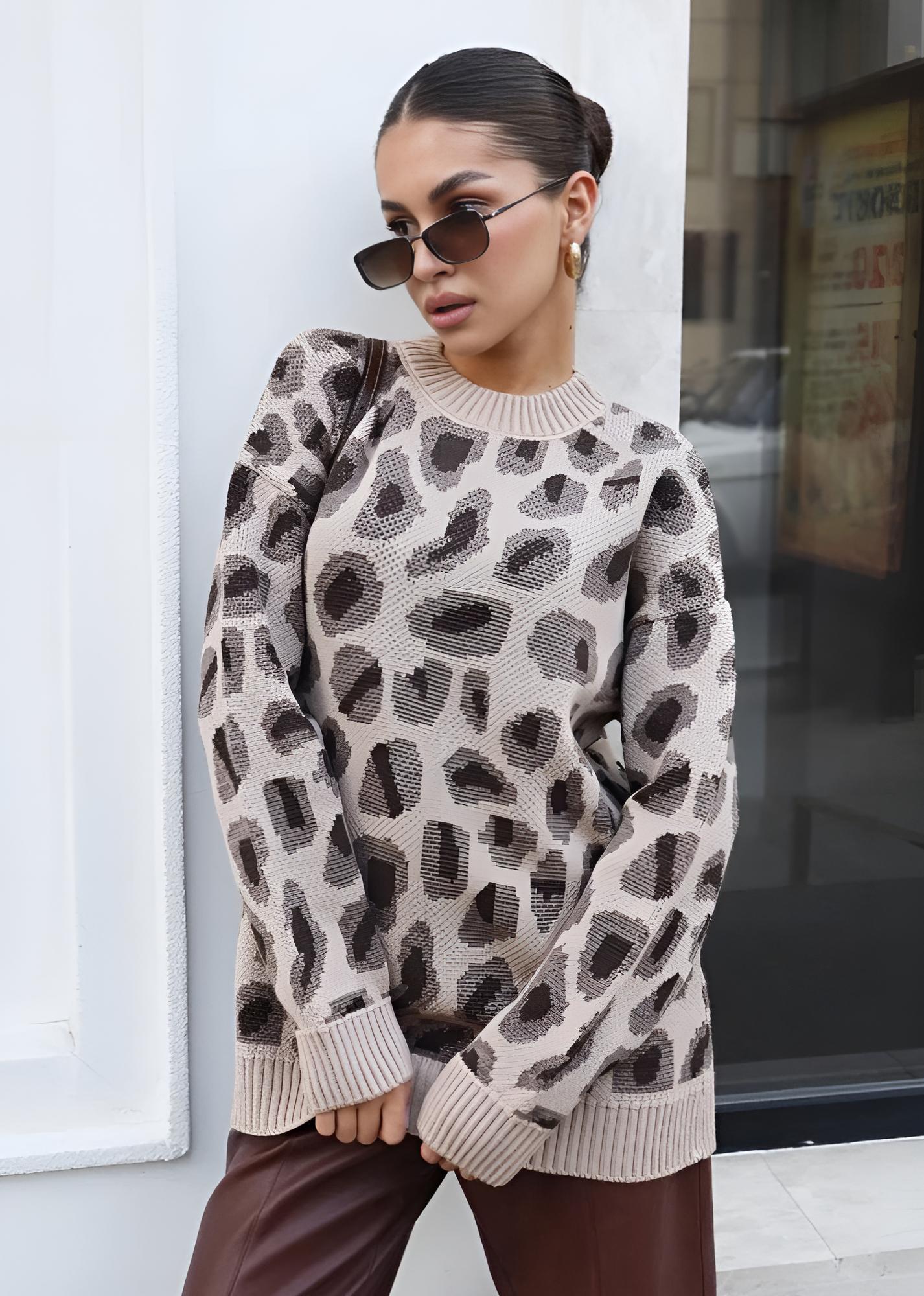 Harmony Leopar Desenli Oversize Kazak