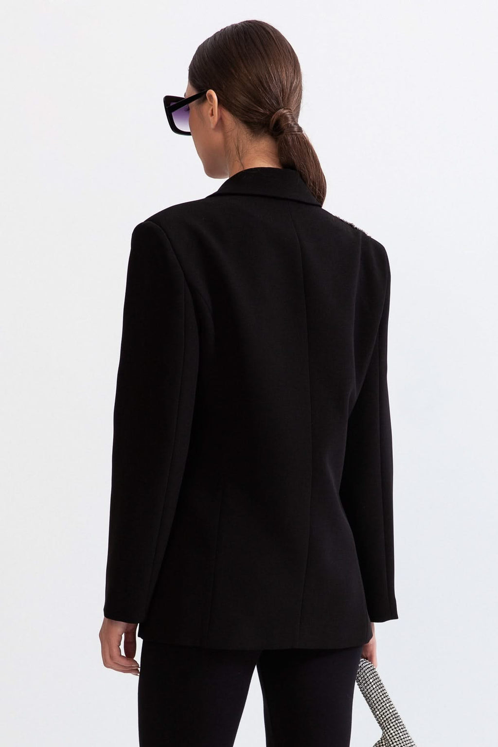 Mücevher Tek Düğmeli Blazer - Siyah