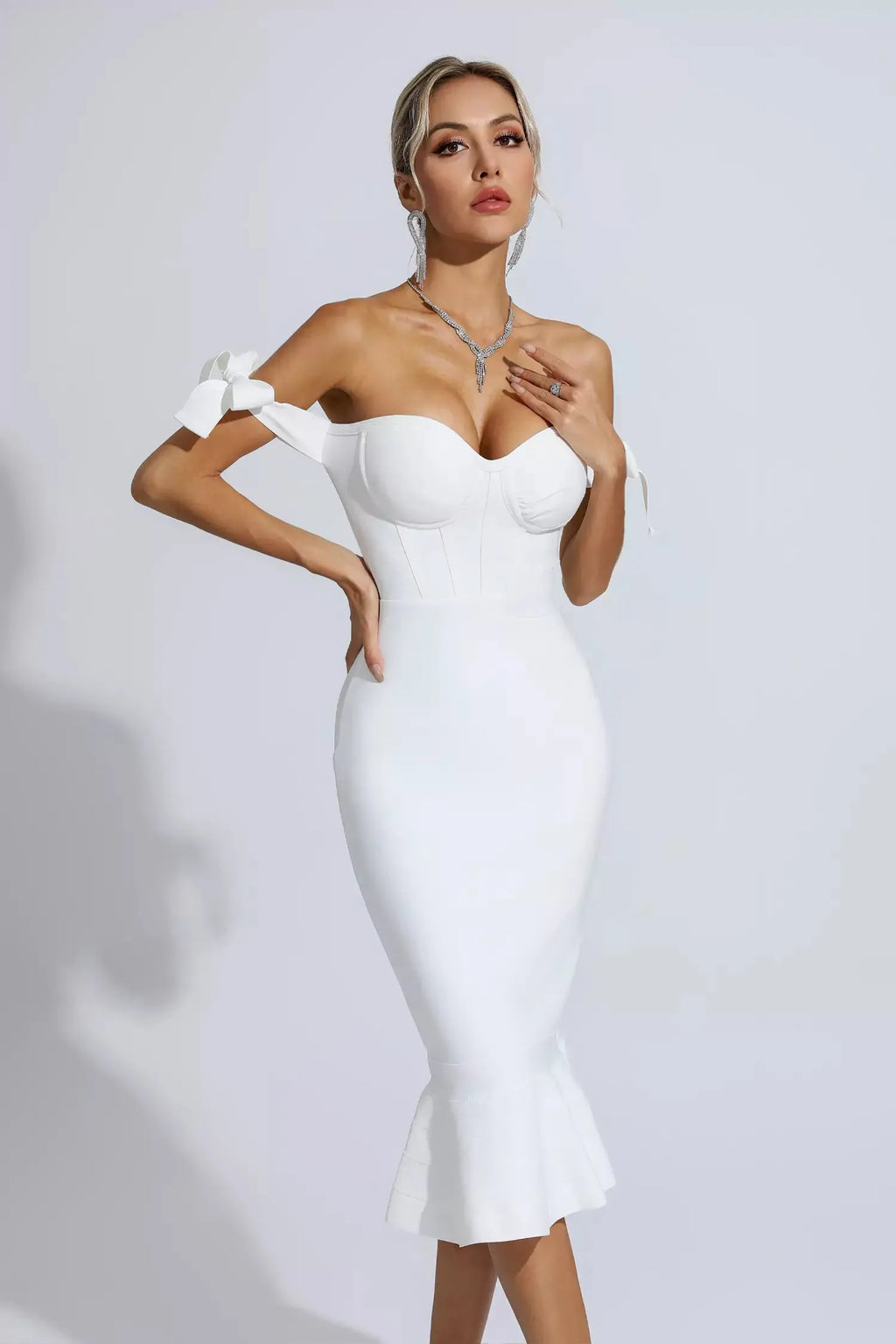 Legacy Beyaz Deniz Kızı Midi Elbise