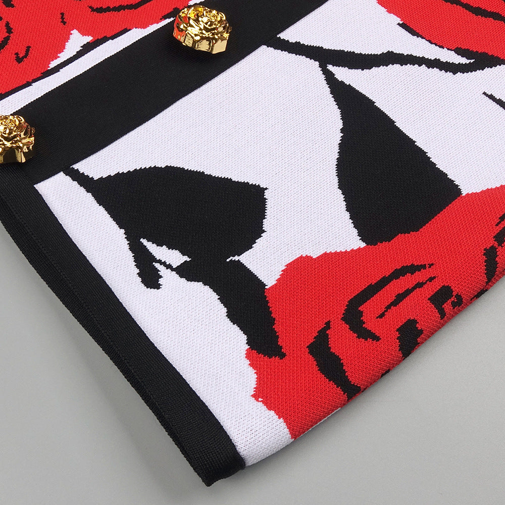 Boyundan Bağlamalı Büstiyer Çiçekli Midi Elbise