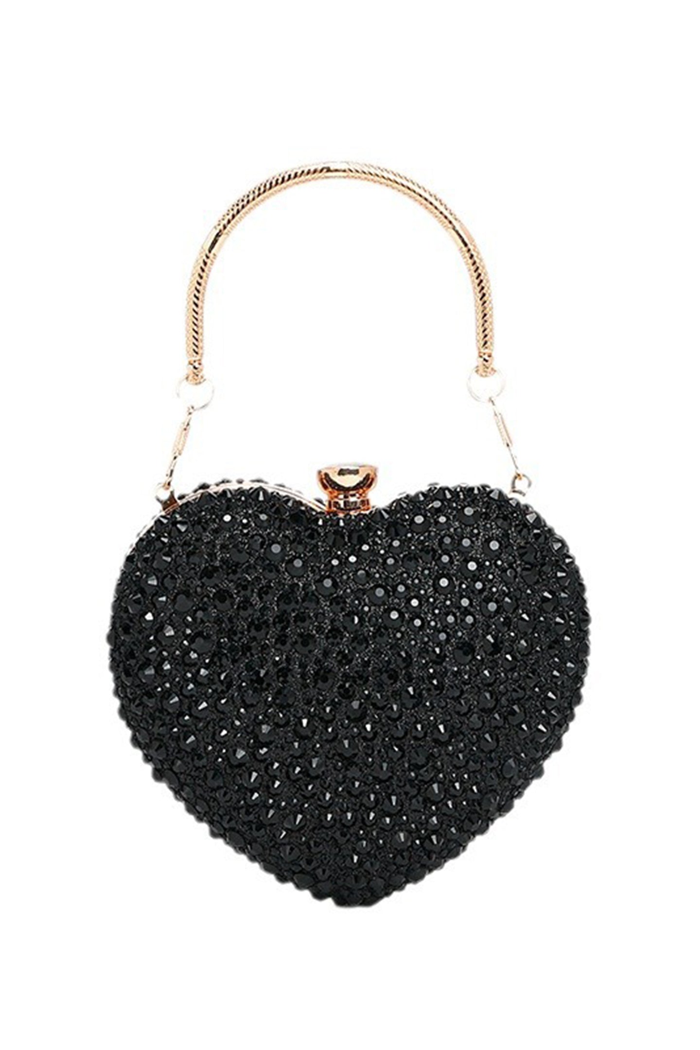 Kalp Şekilli Taşlı Debriyaj Çanta