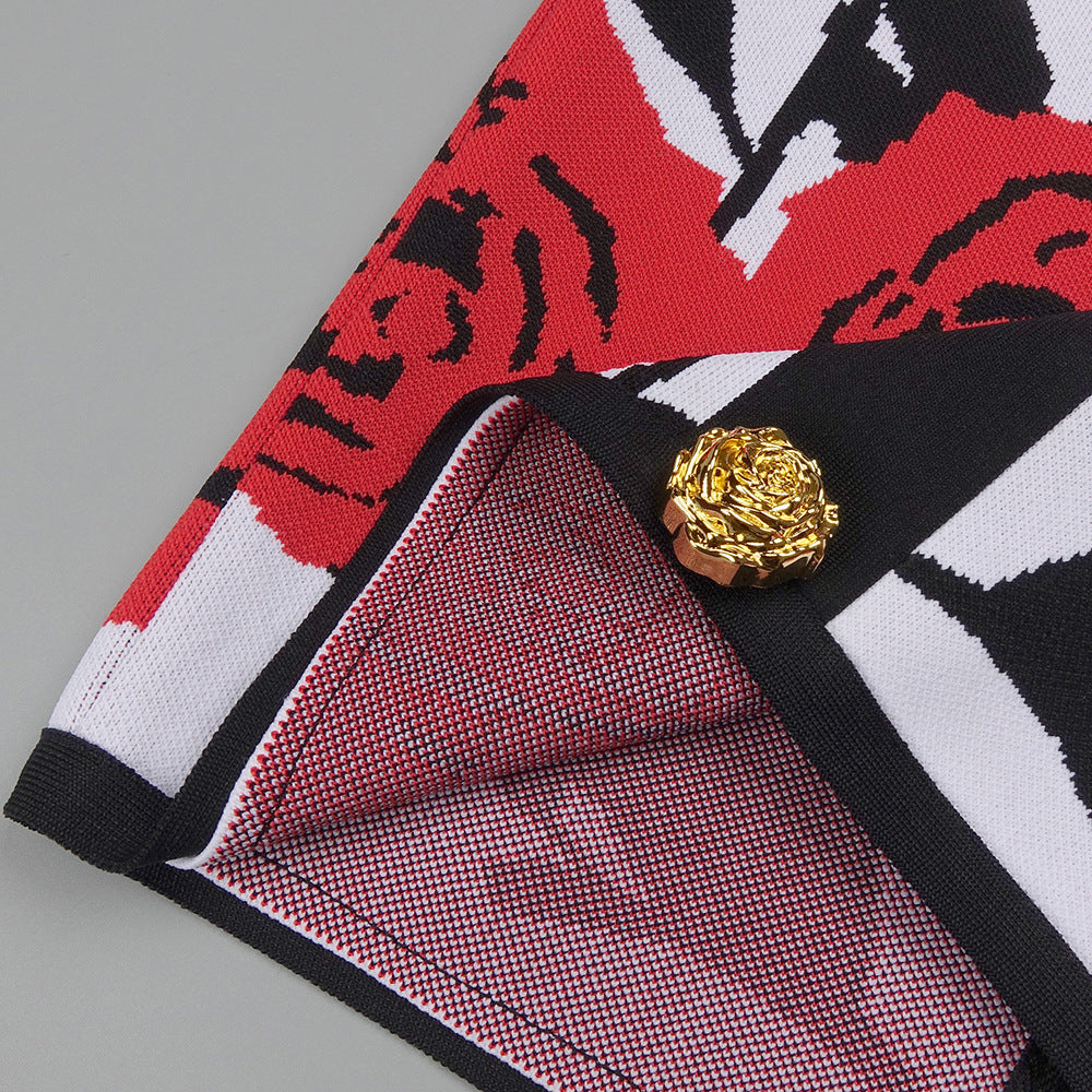 Boyundan Bağlamalı Büstiyer Çiçekli Midi Elbise