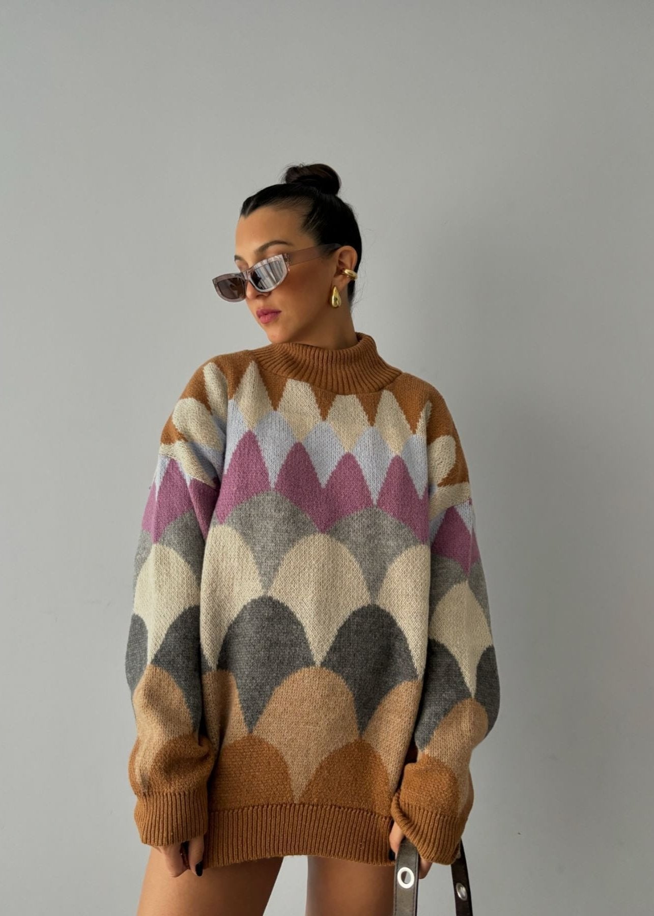 Geometrik Retro Oversize Kazak