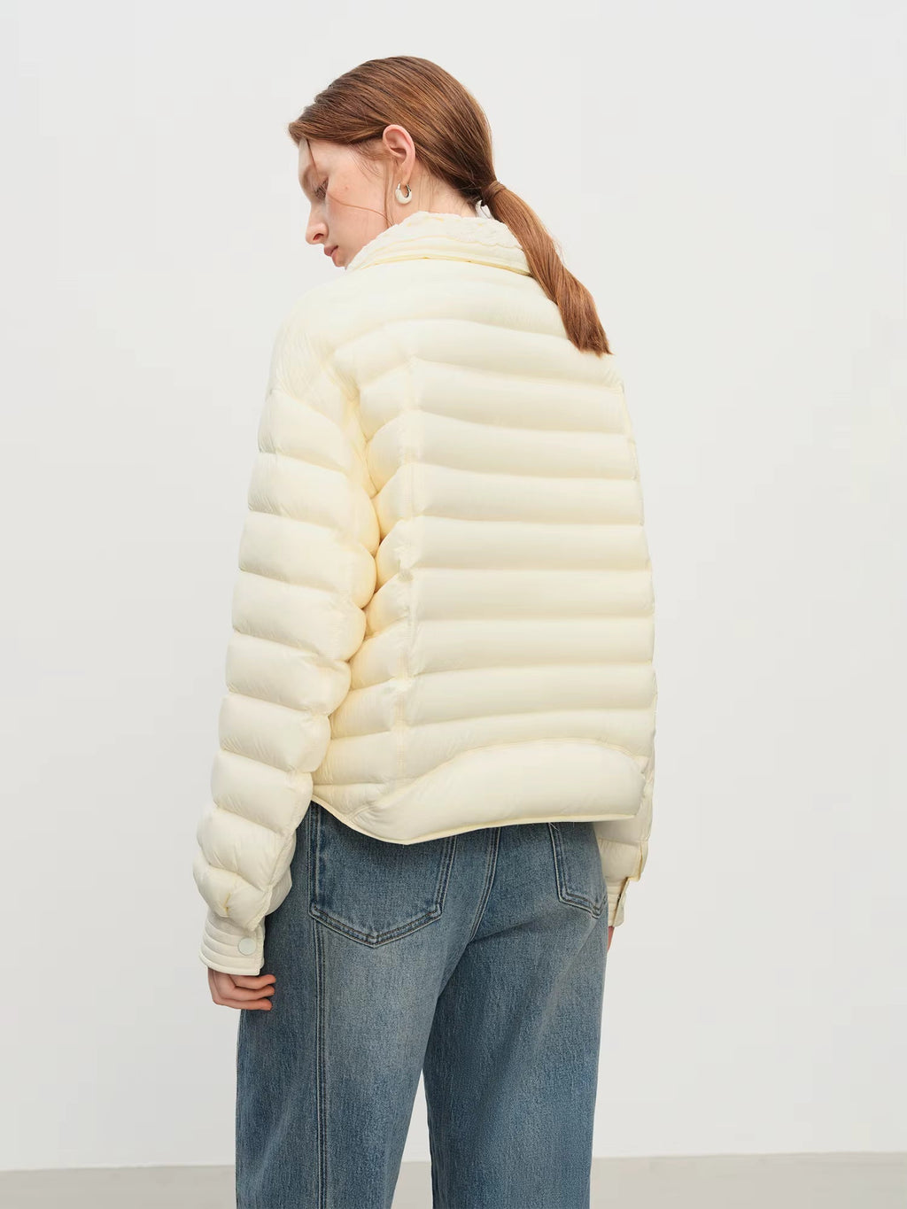 Kadın V Yaka Uzun Kollu Slim Fit Pamuk Kazak