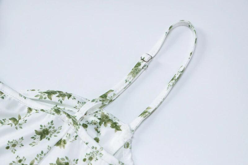 Askılı Çiçek Desenli Mini Elbise