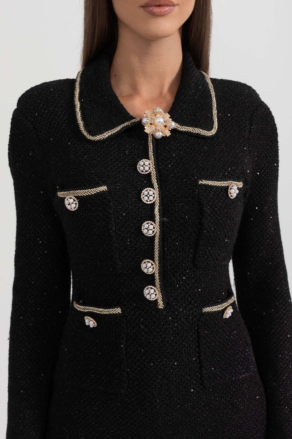 Örme Dokulu Elbise - Siyah