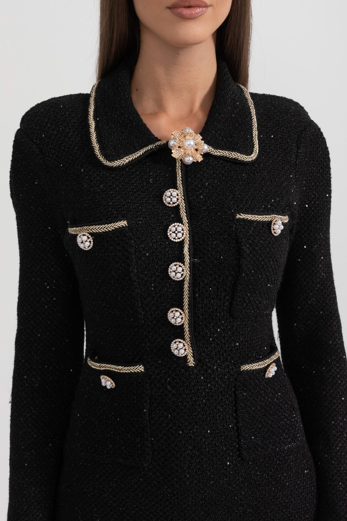 Örme Dokulu Elbise - Siyah