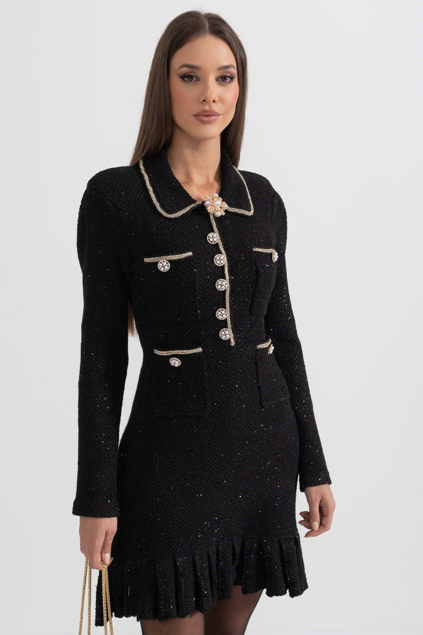 Örme Dokulu Elbise - Siyah