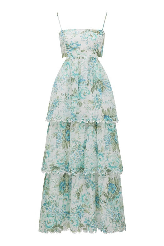 Sabina Baskılı Cut-Out Midi Elbise