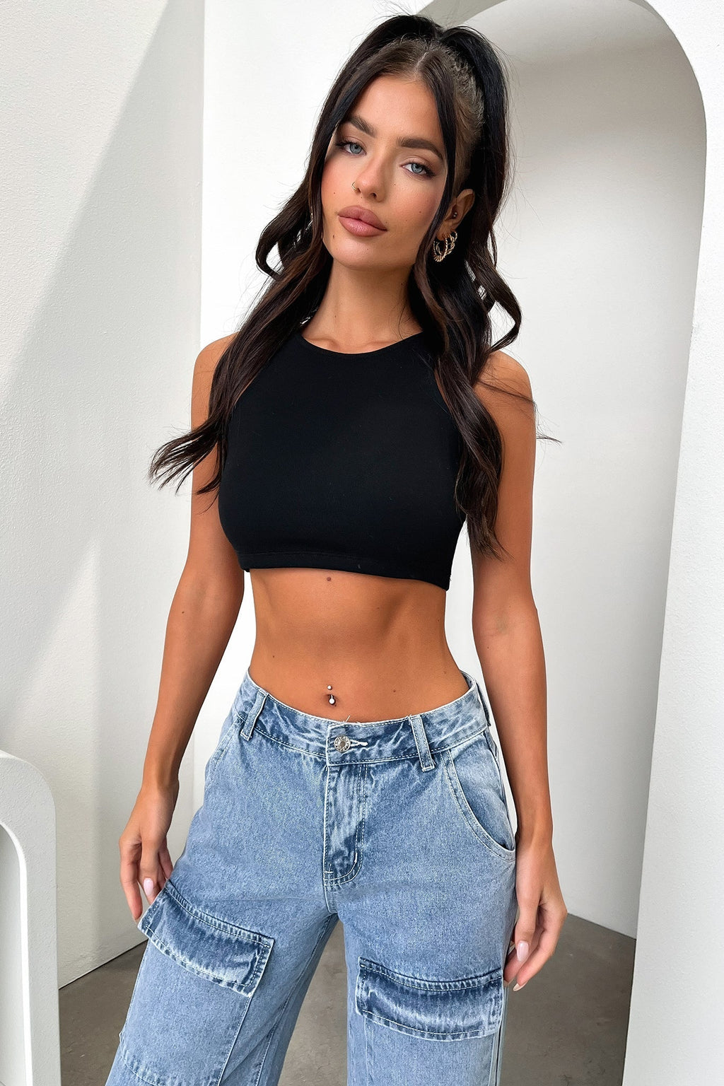 Adelina Crop - Siyah