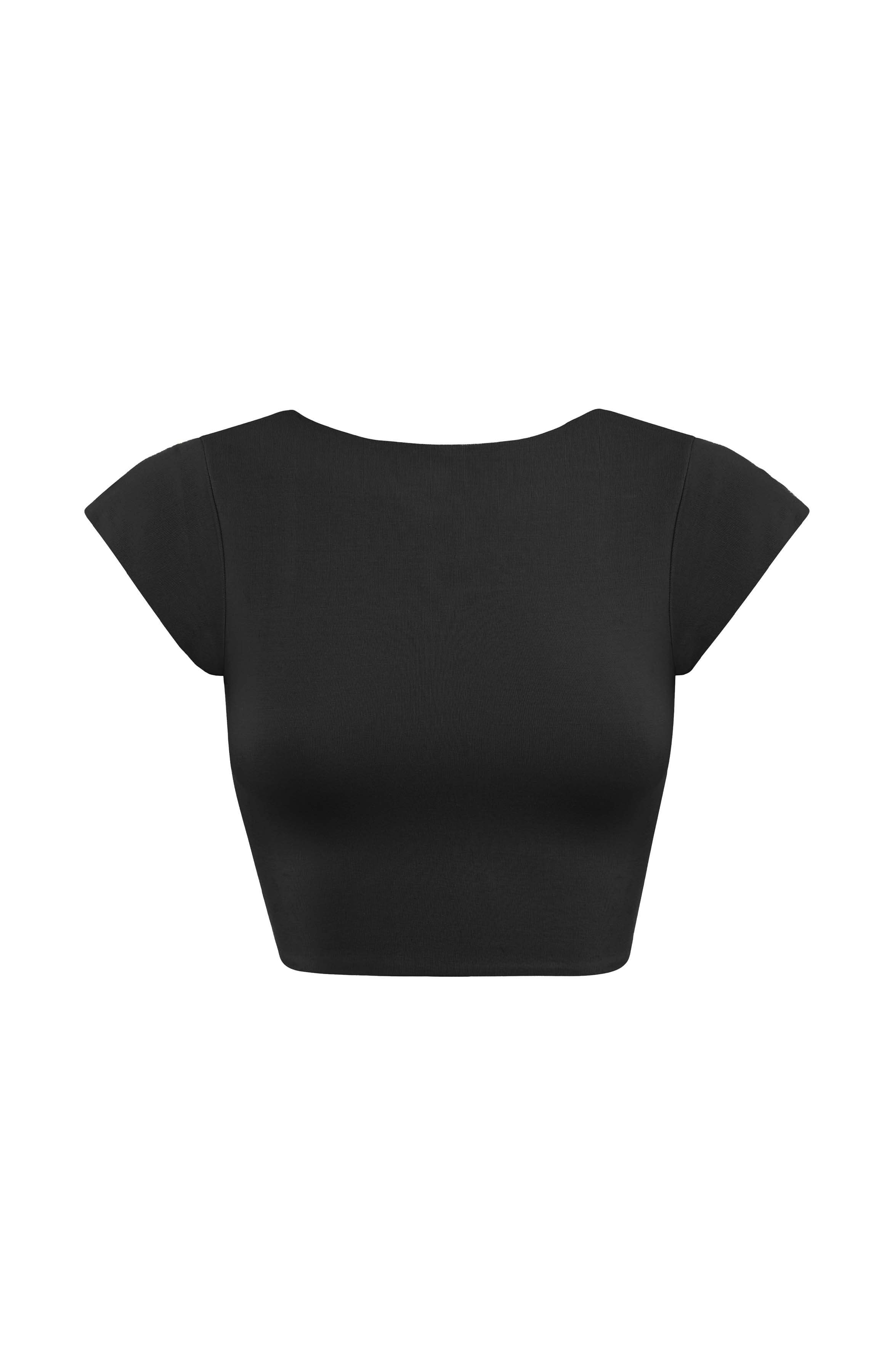 Kısa Kollu Basic Crop Top – Siyah