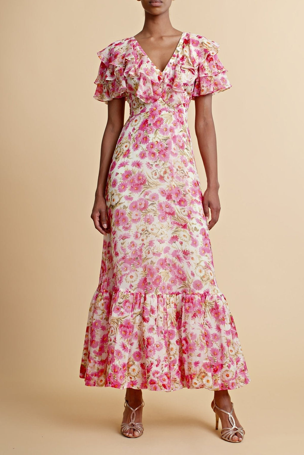 Anila Fırfırlı Papyonlu Flare Midi Elbise