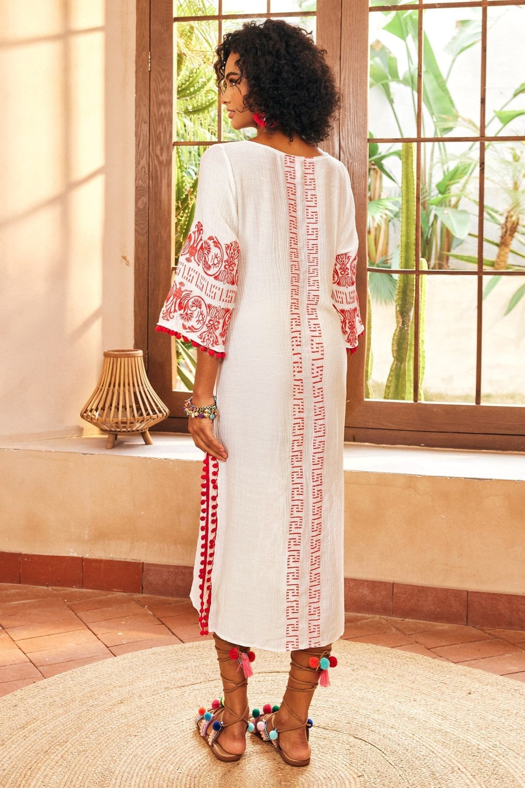 Antonia İşlemeli Slip Midi Elbise