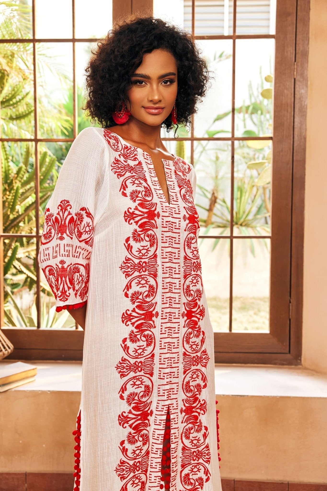 Antonia İşlemeli Slip Midi Elbise