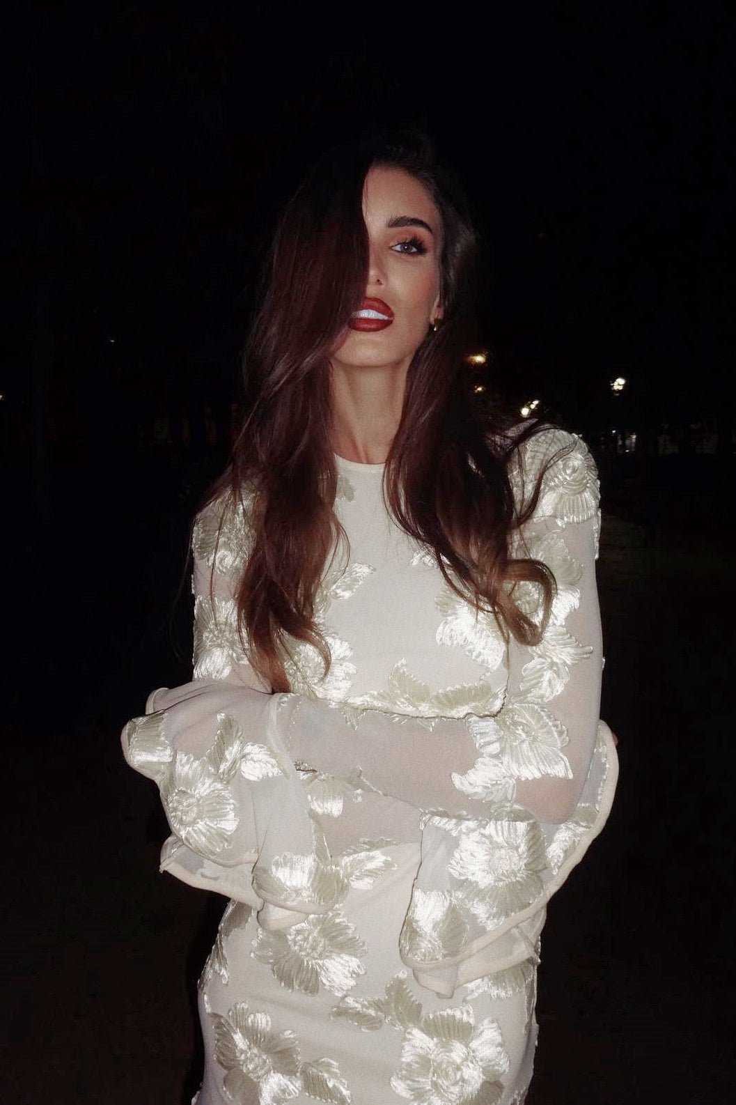 Aurora İşlemeli Sırtı Açık File Mini Elbise