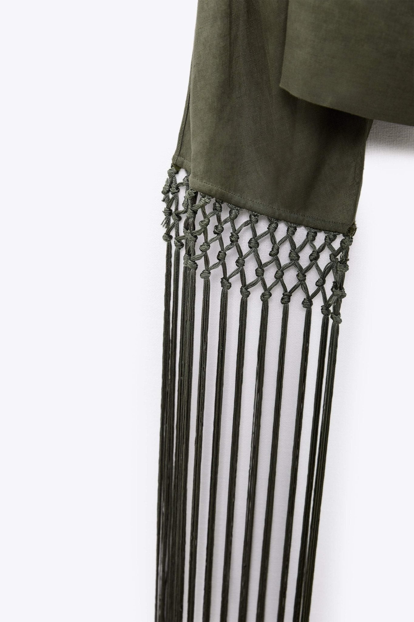 Ava Tek Omuz Püsküllü Keten Mini Elbise