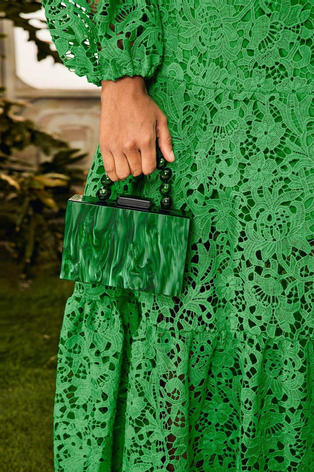 Boncuklu Zincir Ebru Çanta