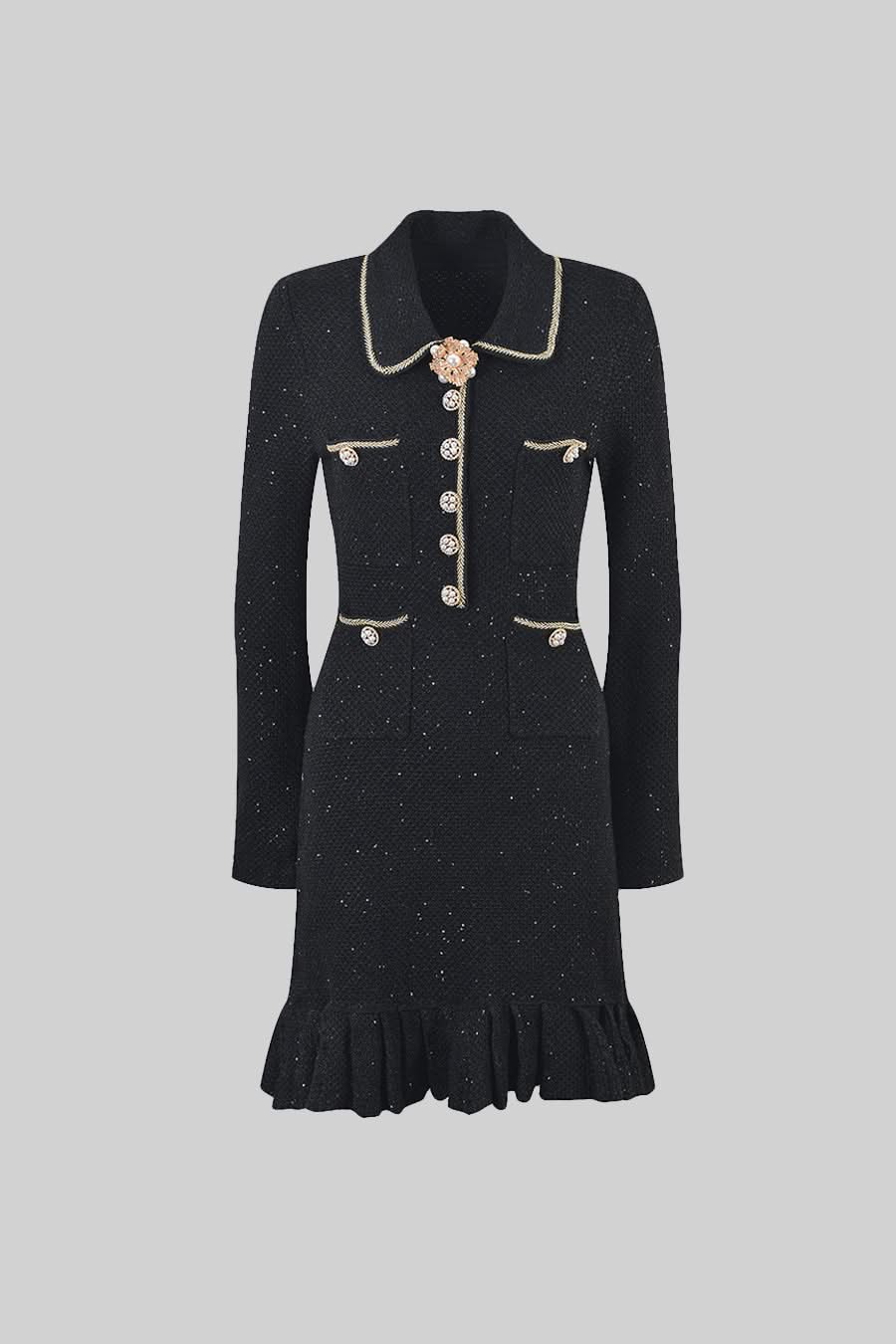 Örme Dokulu Elbise - Siyah