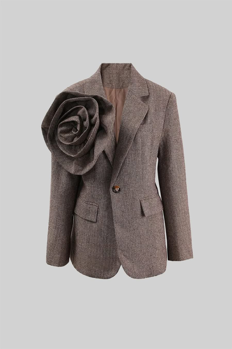 Balıksırtı İki Parçalı Çiçek Takımı - Kahverengi