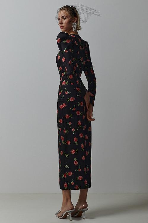 Brianna Baskılı Kalpli Midi Elbise