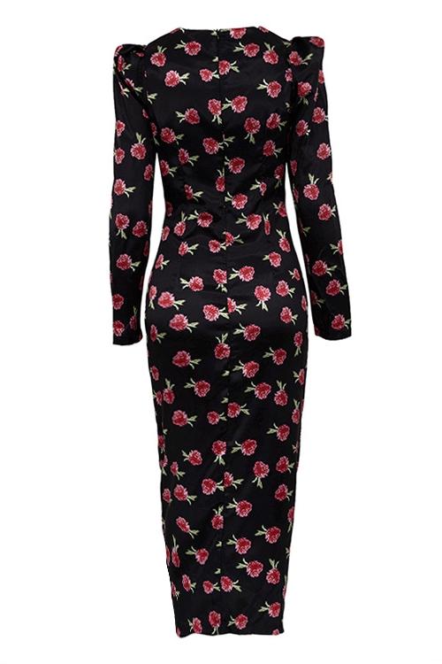 Brianna Baskılı Kalpli Midi Elbise