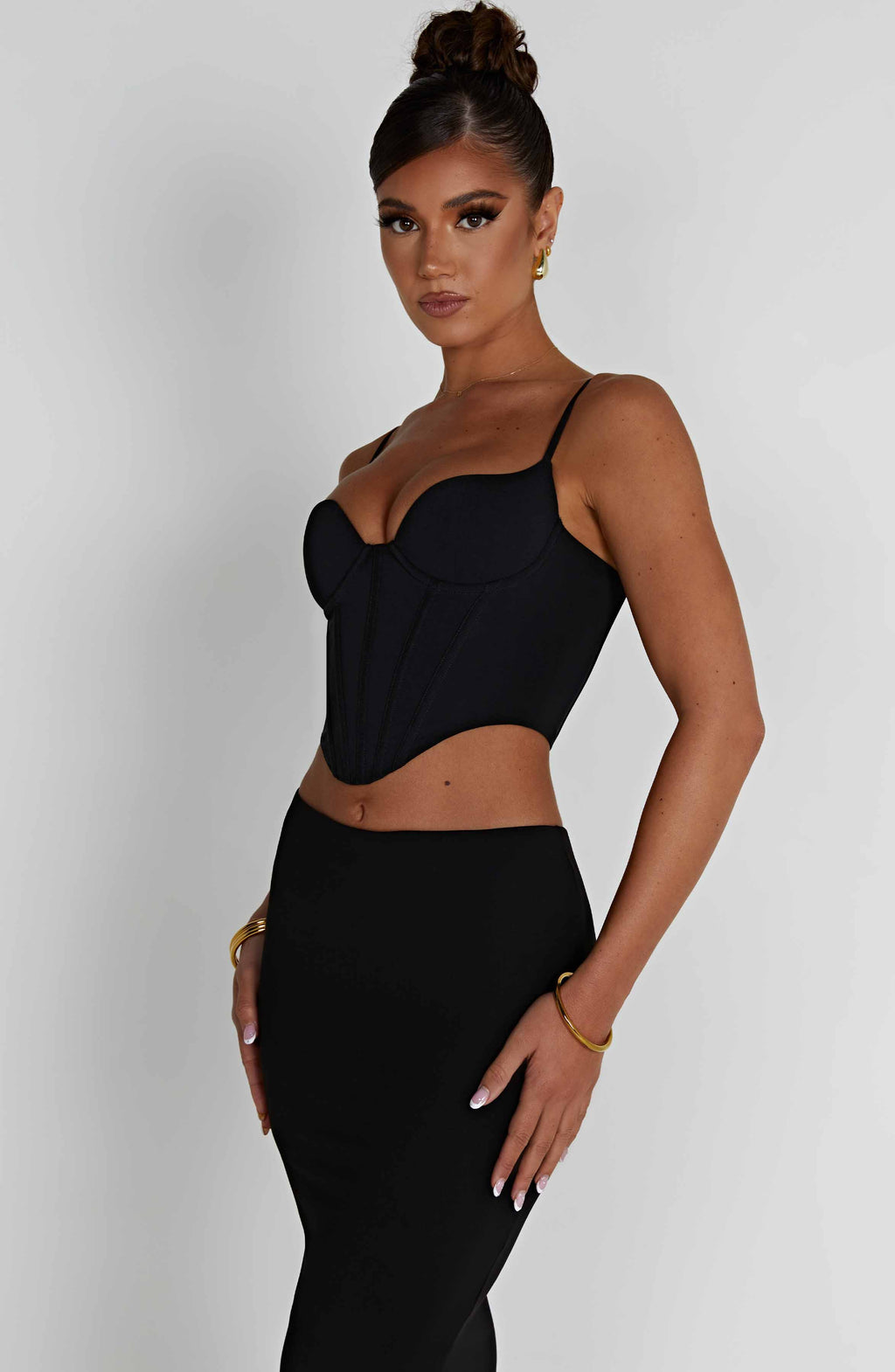 Büstiyer Korsaj Detaylı İnce Askılı Top – Siyah