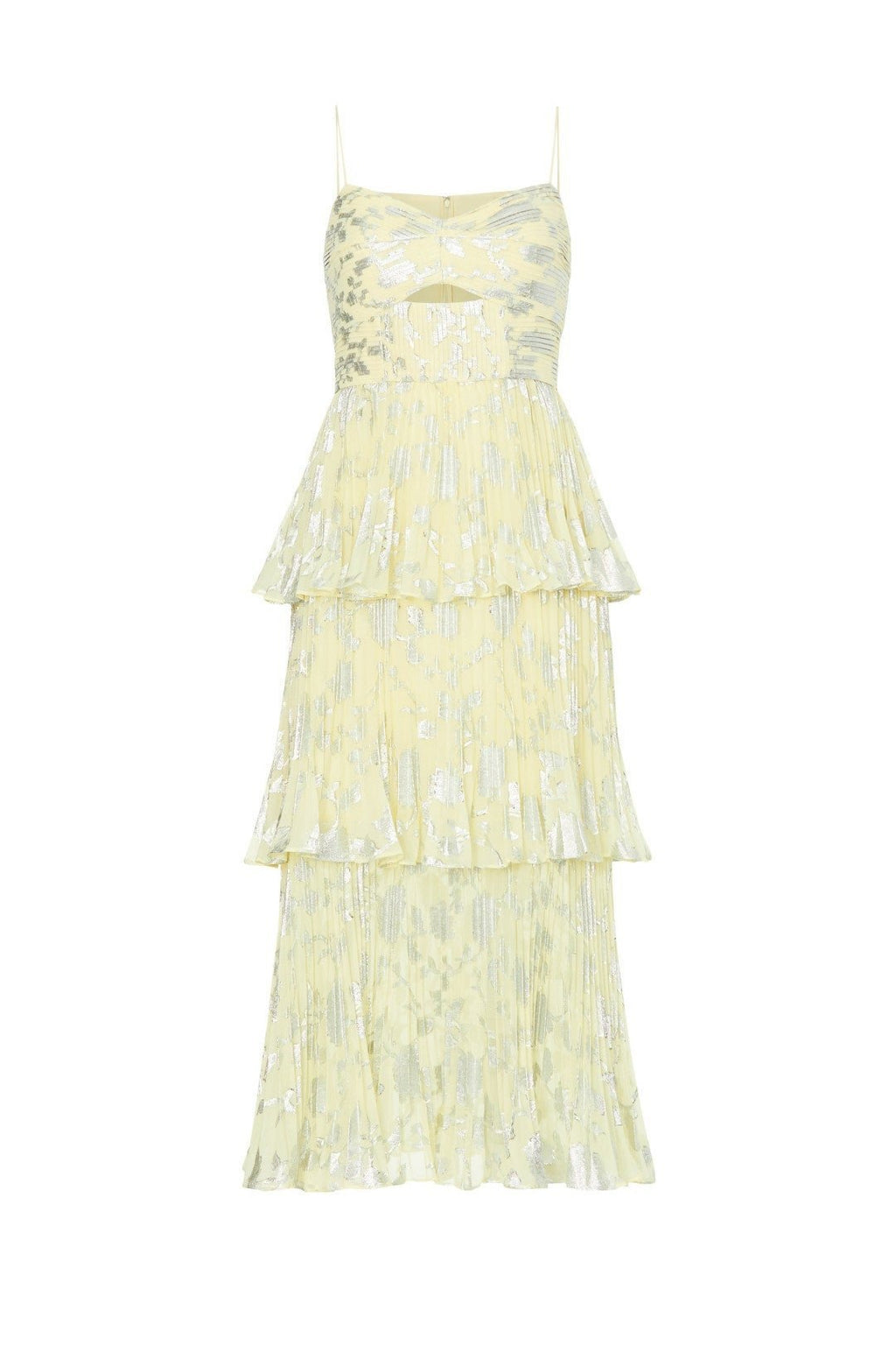 Cara Folyo Baskılı Büzgülü Katlı Midi Elbise