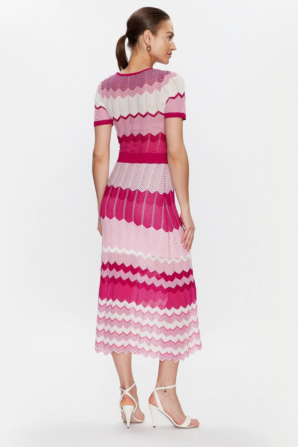Clasita Kontrast Çizgili Triko Midi Elbise