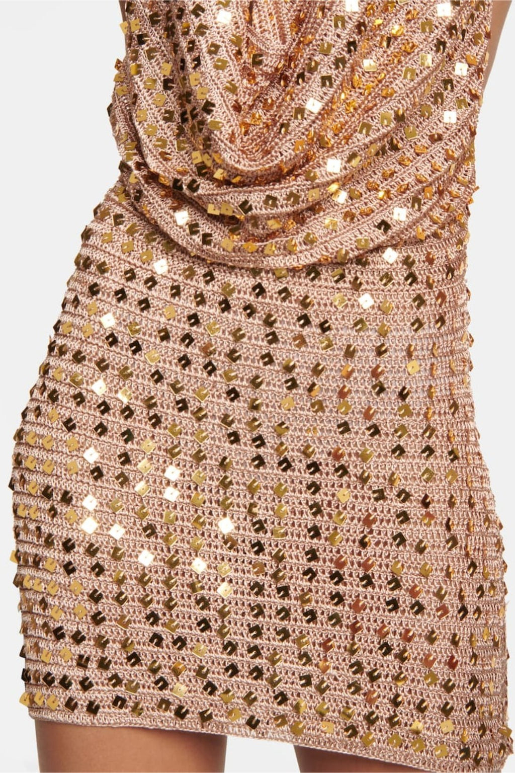 Claudia Boyundan Bağlı Payet Tığ İşi Mini Elbise