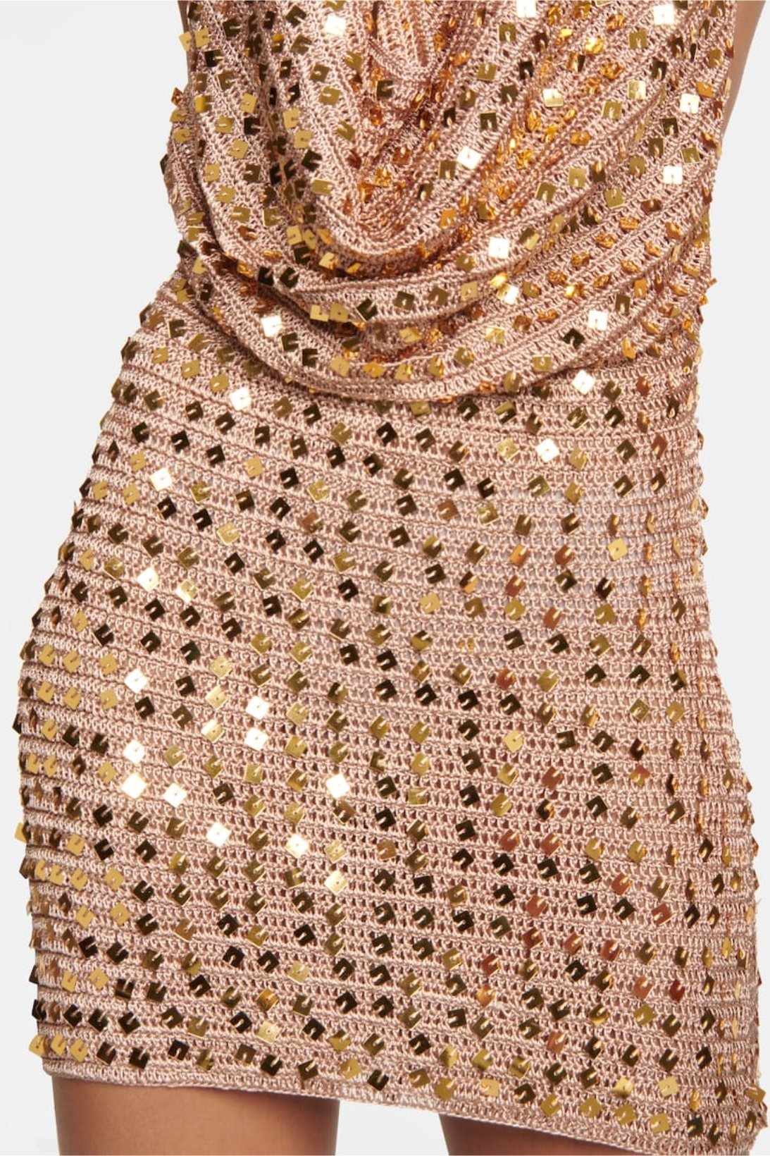 Claudia Boyundan Bağlı Payet Tığ İşi Mini Elbise