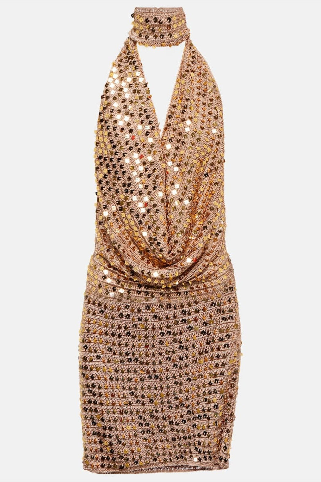 Claudia Boyundan Bağlı Payet Tığ İşi Mini Elbise