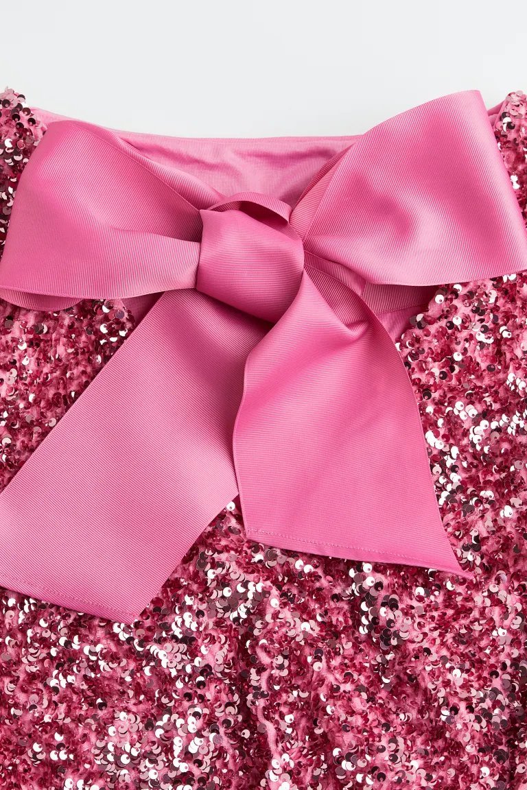 Mercan Payetli Arkadan Bağlamalı Mini Elbise