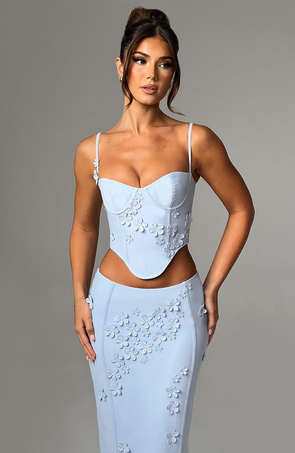 Çiçek İşlemeli Korsaj Büstiyer – Bebe Mavisi