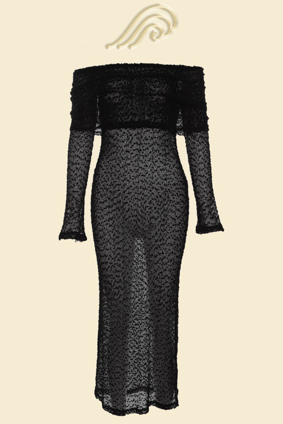 Delia Omuzu Açık Dokulu Triko Midi Elbise