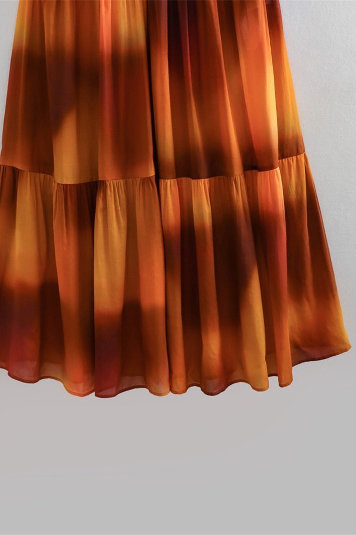 Diana Baskılı Büzgülü Boyundan Bağlı Midi Elbise